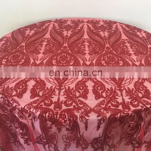 TC227A New Red Sequin Fabric Moroccan Home Sense Tablecloth for Restaurant thumbnail-6