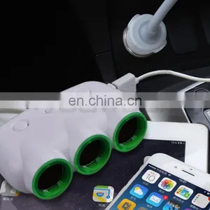 3 Way Auto Dual USB Port Car Cigarette Lighter Socket Adapter Charger for IPhone Samsung Phone thumbnail-2