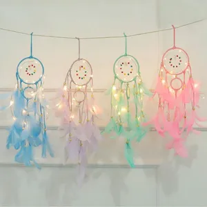 Popular Handmade Indian Dream Catcher Feather With Led Light Home Decoration thumbnail-3
