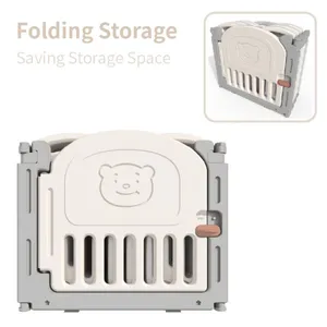 ABST Manufacture Good Quality Big Size Square and Circle Folding Baby Playpen Easy Storage Foldable Baby Bear Fences Plastic thumbnail-3