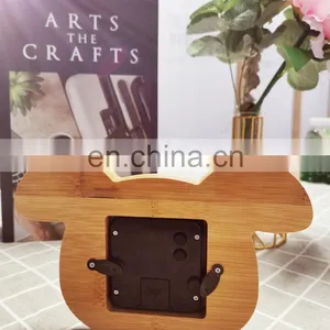 Natural Creative Cartoon Animal Design Desktop Dog Shaped Wooden Digital Alarm Clock thumbnail-4