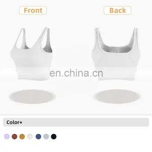 Eco Yoga Bra Ribbed Square Back Yoga Sports Bra Wear Gym Clothing Womens Fitness Top thumbnail-4