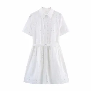 New Women's Clothing European and American Style Fashionable Hollow Embroidery Short Dress thumbnail-1