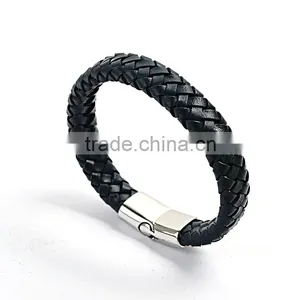 Stainless Steel Jewelry Bangles Bracelets Genuine Leather Skull Bracelet Mens Bracelets thumbnail-3