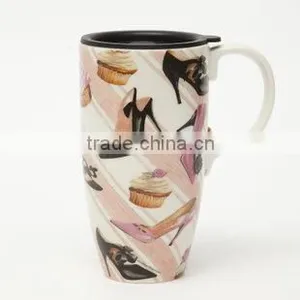 High Heel Design Ceramic Mug With Lid thumbnail-1