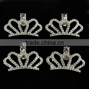 26x41MM Wholesales Bulk Cheap Silver Plated Alloy Crown Crystal Rhinestone Button For Baby Girl Jewelry Garment Accessory thumbnail-1