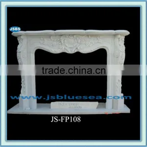White Stone Interior Fireplace Simple Decorative Mantel thumbnail-1