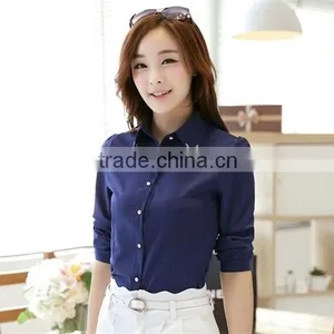 New Pattern Long Sleeve Office Wear Shirts for Women thumbnail-3