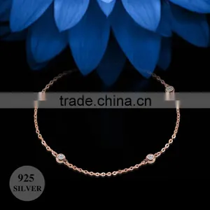 Rose Gold Plated Bead Bracelet in 925 Silver thumbnail-1