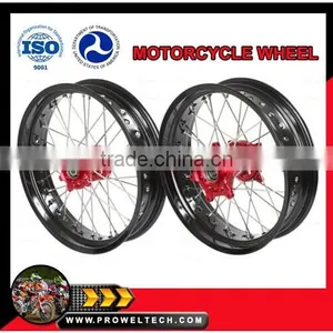 Motorcycle Wheels: CRF Supermoto Wheelsets: Red Hubs With Black Rims 3.50-17" and 5.00-17" thumbnail-1