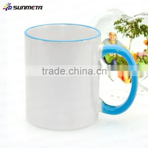 Sunmeta Cheap Sale 11oz Rim and Handle Color Blank Heat Press Mug, Sublimation Ceramic Mug Quality Choice thumbnail-2