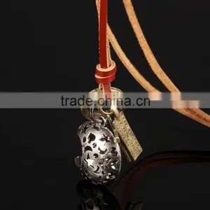 Antique Jewelry Catholic Religious Items Bronze Moon Necklace With Geneuine Leather Chain thumbnail-2
