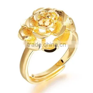Jewelry Gold Plated Copper Elegant Design for Women Rose Shaped Ring thumbnail-2
