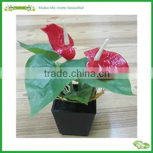 Mini Artificial Anthurium Leaves Bonsai for Indoor Decoration thumbnail-1