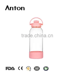 42oz Glass Water Bottle With Silicone Sleeve With Handle High Quality Factory Suppling Glass Water Bottle thumbnail-1