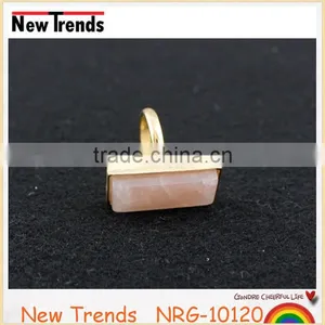 Hot Sell Pink Natural Quartz Stone Ring, Fashion Natural Stone Ring thumbnail-4