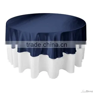 Navy Satin Round Table Overlay for Weddings thumbnail-1