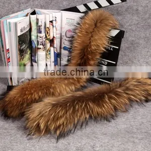 Wholesale Natural Raccoon Fur Hood Trim / Detachable Fur Collars / Fur Scarf thumbnail-4