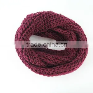 Stock Item Cheap Knit Neck Warmer Circle Scarf Burgundy Loop Scarf thumbnail-2