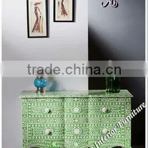 Curved Legs Bone Inlay Chest of Drawer/Dresser thumbnail-1