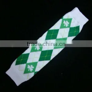Hot Sale!Saint Patrick's Day Kids Argyle Shamrock Leg Warmer,clover Leg Warmer thumbnail-1
