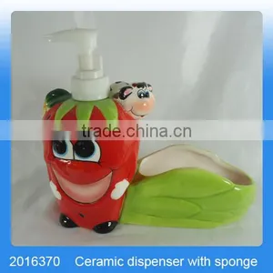 Cute Strawberry Shaped Ceramic Dispenser and Sponge Holder for Kitchen thumbnail-1