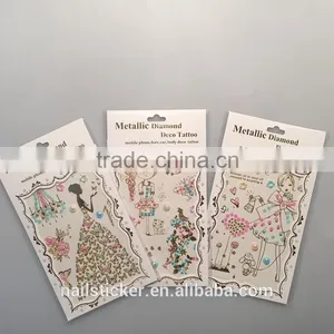 Custom Multi-application Metallic Tattoo With Rhinestone Gold Crystal Hair Tattoo Stickers thumbnail-3