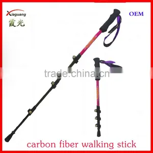Popular Red Four Sections Carbon Fiber Telescopic Trekking Pole Nordic Walking Stick thumbnail-1