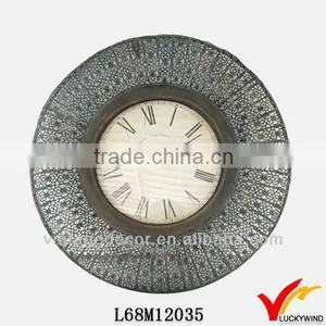 Vintage Round Flower Design Metal Decorative Clocks thumbnail-1