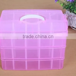 25*18.7*17cm Three Layers 30 Compartments Jewelry Adjustable Plastic Storage Box Jewelry Earring Bin Case Container thumbnail-4