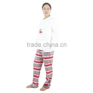 Kevince Flannel Pyjama Set Shape Stripe Print Knitted Woman Clothing Nightwear Homewear Sleepwear MOQ 1000sets thumbnail-1