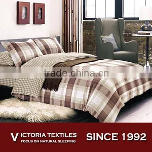 Twin Queen & King Size Brown Tartan Check Duvet Cover Bedding Set thumbnail-1