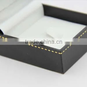 Custom Made Ring Jewelry Box With Gold Stamping Logo and White Velvet Insert thumbnail-3