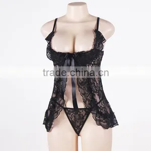 Black Sexy Open Big Breast Lingerie thumbnail-3