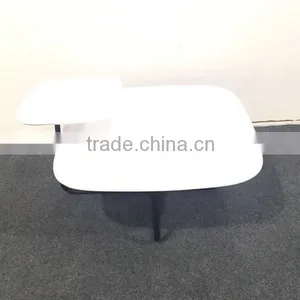 New Arrival Two Layer Square Matt White Painting Side Coffee Table thumbnail-2