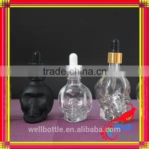 Skull Frosted Black Glass Dropper Bottle for Pipette 60ml Dropper Bottle With Childproof Tamper Cap thumbnail-6