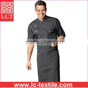 Personalized Design Availabe Factory Direct Sell Black Chef Uniform With Roll Sleeves Design(LCTU0010) thumbnail-1