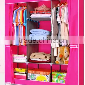 Wardrobe Cabinet With Different Color Fabric,China Supplier Non-woven Folding Portable Wardrobe thumbnail-3