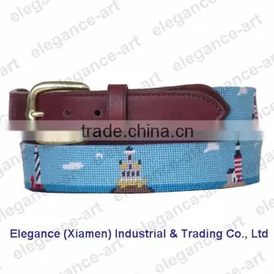 Genuine Cowhide Leather Belts Needlepoint Belts With 100% Handmade Craft thumbnail-1