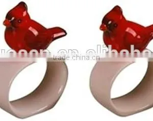 Personalized Handmade Color Glazed Decorative Ceramic Cardinal Napkin Rings Set thumbnail-1