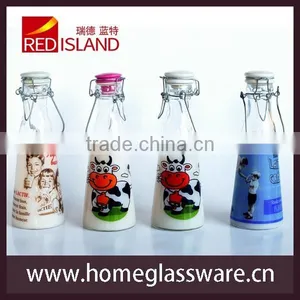 Whole Sale Old Fasion Glass Milk Bottle With Lid thumbnail-1