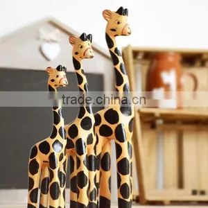 N540 3 in 1Handmade Painted Giraffe Gifts Logs Animal Ornaments Craft Decoration thumbnail-3