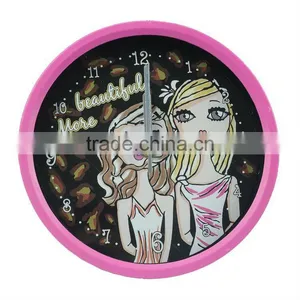Creative Small Round Bedroom Wall Clock-young Girl thumbnail-1