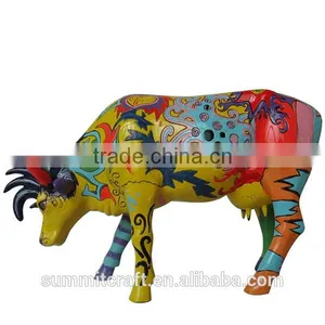 Garden Fiberglass Horse Resin Life Size Cow Statue thumbnail-1