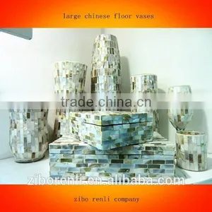 Seashell Mosaic Antique Large Chinese Floor Vases thumbnail-1