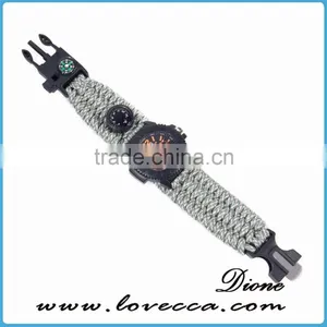 Survival Paracord Outdoor Bracelet Multifunction Watch With Compass Thermometer Whistle thumbnail-4