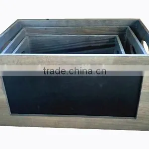 Antique Style Wooden Rustic Crates Storage Box With ChalkBoard Labels thumbnail-1
