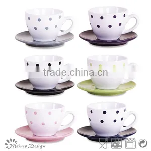 Color Glaze Stoneware Ceramic Cheap Cup and Saucers thumbnail-1