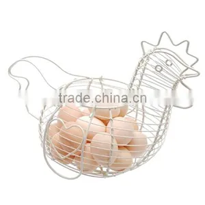 Wholesale Chicken Shaped White Color Home Decorative Wire Egg Basket thumbnail-1