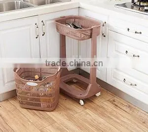 Plastic 1 or 3 Layers Laundry Basket/shelves With Wheels thumbnail-2